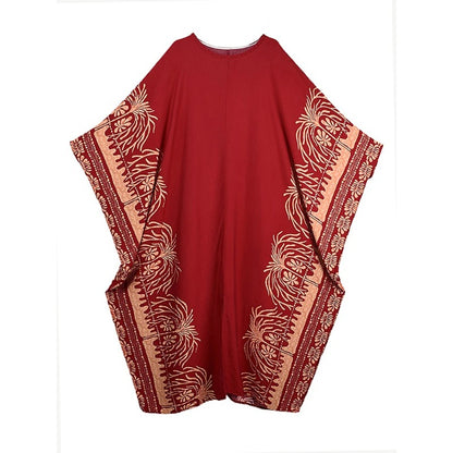 XITAO O-neck Bat Wing Sleeve Vintage Dress Side Slit Print Pullover Loose Temperament Summer Woman Ankle-length Dress GJ1191