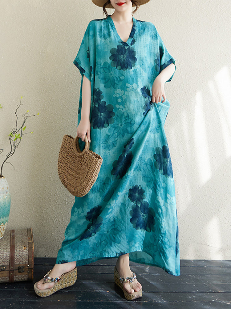 XITAO Print Batwing Sleeve Dress Loose Fitting Slimming Simple Personality A-line Pullover Women Dress ZMY1113