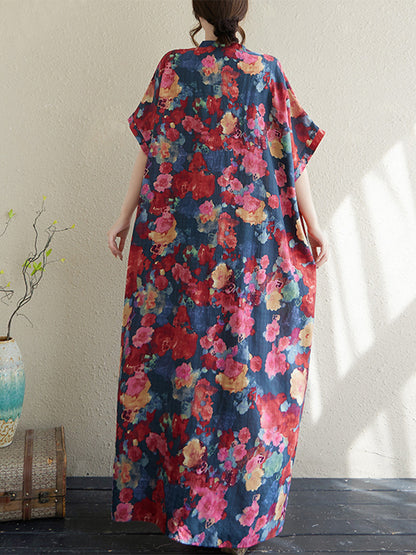 XITAO Print Casual Half Sleeve Dress Loose Fitting Elegant A-line V-neck Goddess Fan Summer Women Dress ZMY1111