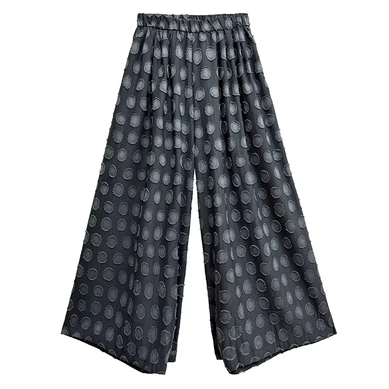 XITAO Dot Patchwork Contrast Color Print Pants Elastic Waist Pocket Loose Casual Match Personality Slimming Women Pants HQQ2515