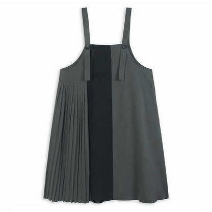 XITAO Loose Folds Dress Fashion Contrast Color Patchwork Women Irregular All-match A-line Sleeveless Summer Dress ZMY1183