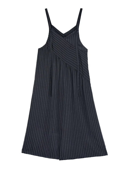XITAO Irregular Patchwork Loose Jumpsuits Striped Casual Slimming Temperament Sleeveless V-neck Summer Woman Jumpsuits ZY8945