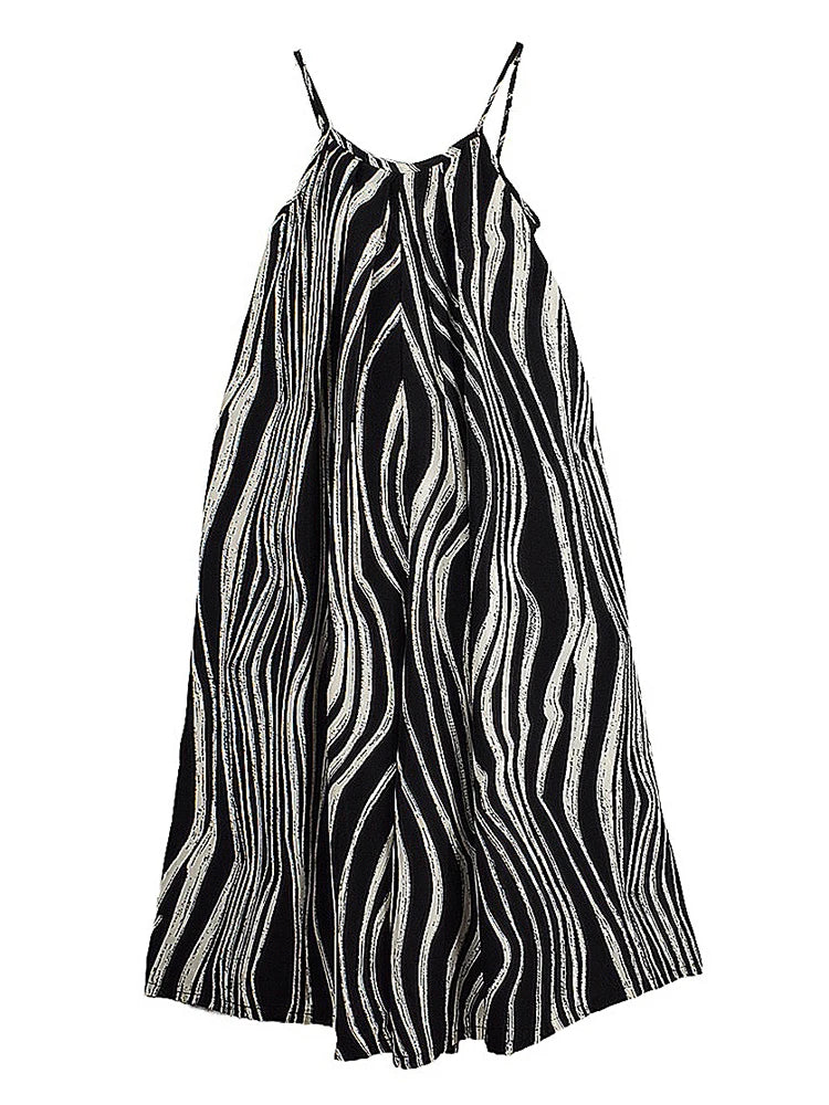 XITAO Striped Print Loose Jumpsuits Pocket Spaghetti Strap Casual New All-match Temperament Woman Summer Jumpsuits ZMY1272
