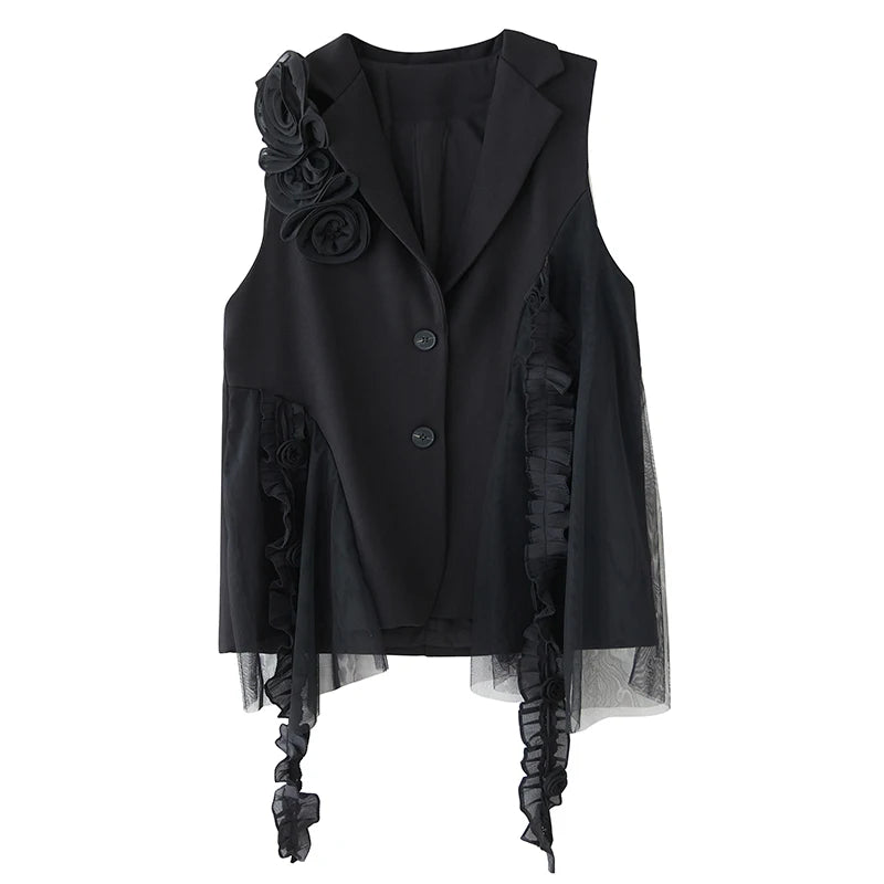 XITAO Floral Patchwork Single Breasted Vest Casual V-neck Loose Turn-down Collar New Sleeveless Spring Women Vest GYX1545