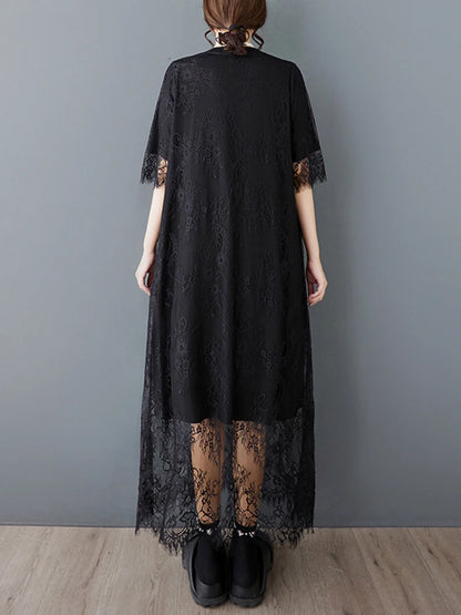 XITAO Mesh Patchwork O-neck Dress Temperament Elegant Irregular Women Summer Goddess Fan Short Sleeve Women Dress HQQ2477