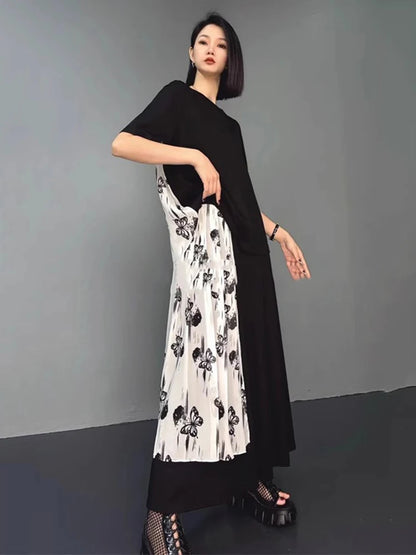 XITAO Butterfly Patchwork Female Sets Pullovers Personality Elegant Print O-neck Wide Leg New Arrival Woman Summer Sets ZMY1284