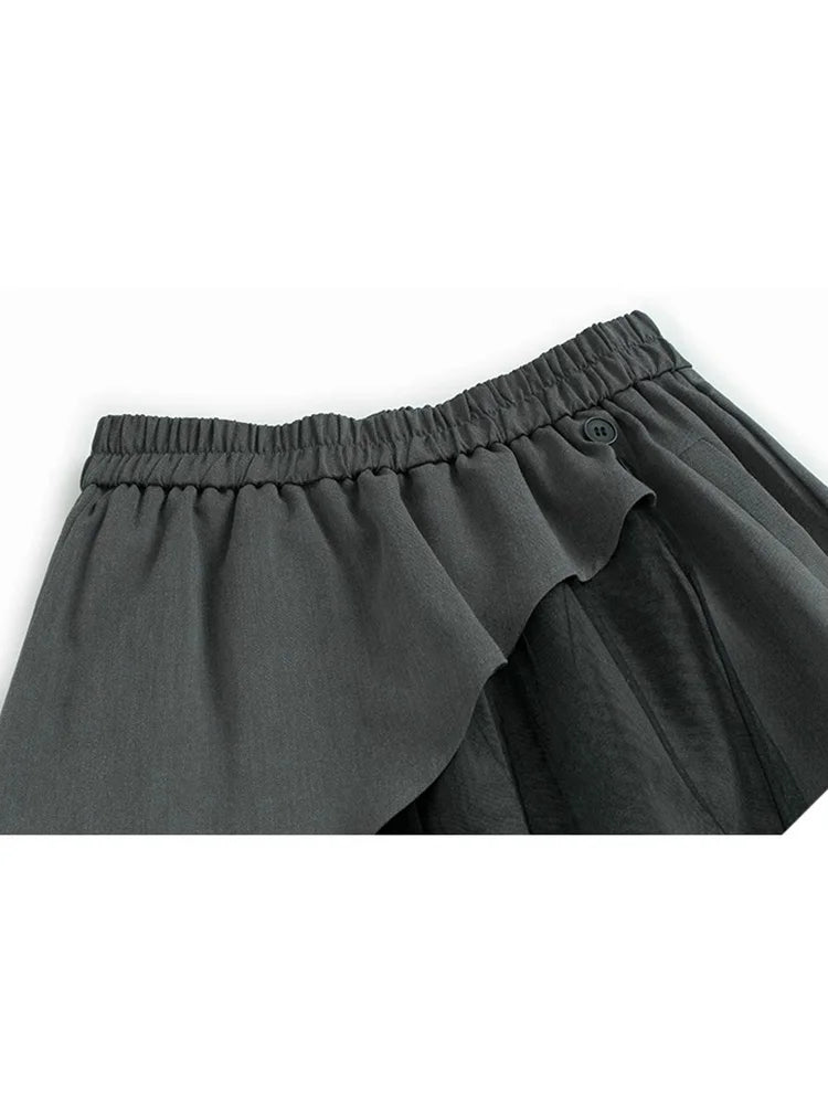 XITAO Gauze Solid Color Loose Pants Elastic Waist Patchwork Casual New Arrival Personality Summer Woman Wide Leg Pants ZMY1344