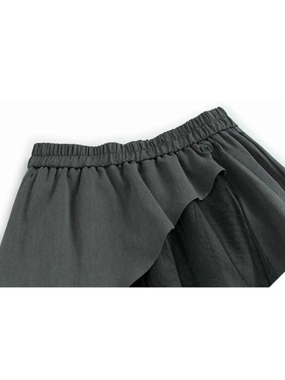 XITAO Gauze Solid Color Loose Pants Elastic Waist Patchwork Casual New Arrival Personality Summer Woman Wide Leg Pants ZMY1344