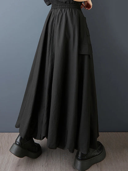 XITAO Drawstring Pocket Loose Skirts Solid Color Elastic Waist Temperament All-match New Arrival Summer Woman Skirts ZMY1283