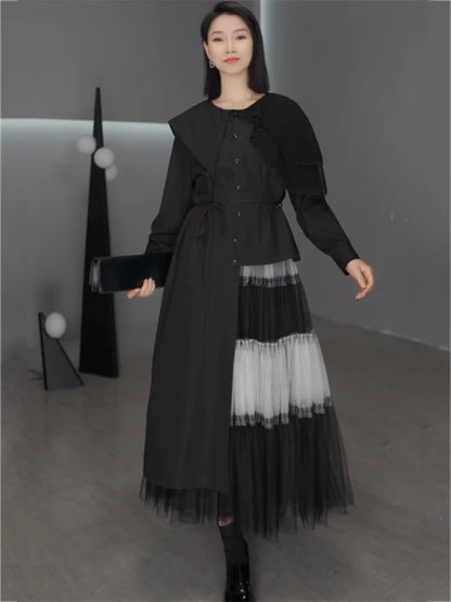 XITAO Patchwork Mesh A-line Skirt Casual Loose Fitting New Arrival Elastic Waist Fashion Personality Summer Women Skirt ZMY1143