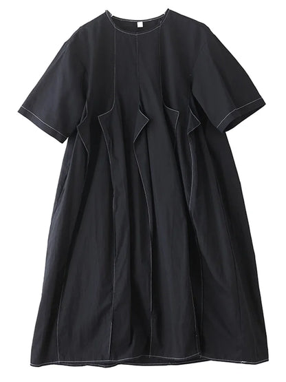XITAO Asymmetrical O-neck Dress Casual A-line Loose Fitting A-line Slimming Fashion Half Sleeve Summer Women Dress ZMY1369