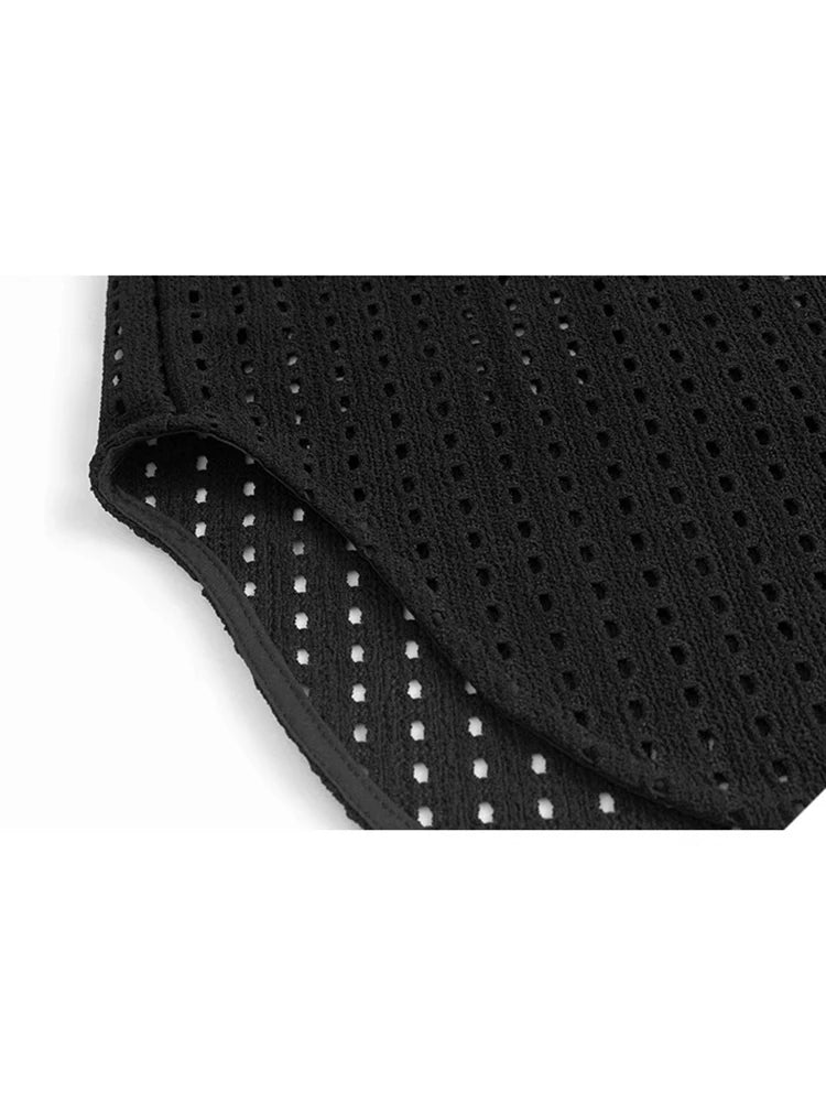 XITAO Irregular Pocket Sleeveless Sets Two-piece Hollow Out O-neck Loose Pullover Elastic Waist Simple Woman Sets ZMY1269