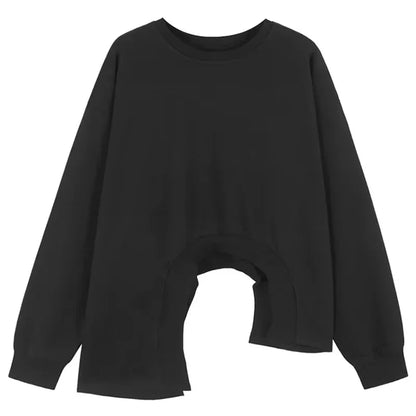 XITAO Casual Solid Color O-neck Irregular Full Sleeve Sweatshirts Patchwork Autumn Loose Pullovers Women Sweatshirts ZYY1038