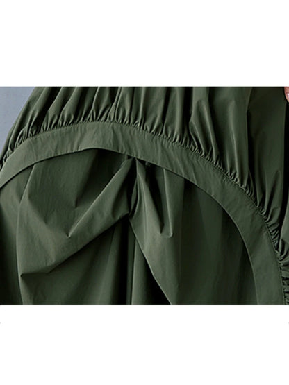 XITAO Irregular Pleated Elastic Waist Skirt Casual Solid Color A-line Loose Fitting Asymmetric New Spring Women Skirt HQQ2455