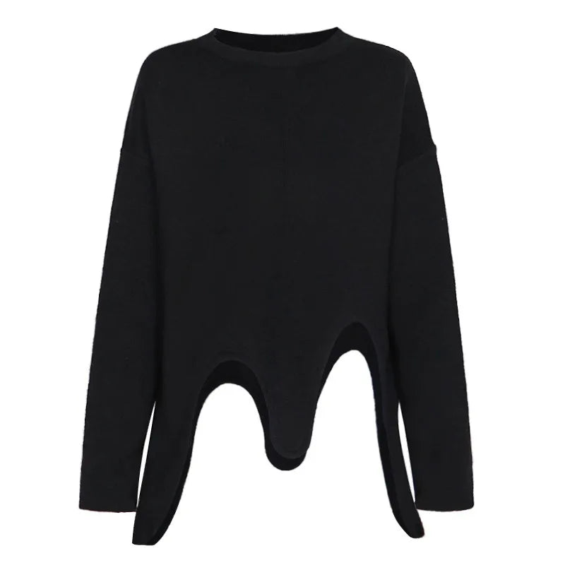 XITAO Irregular Fold Female O-neck Sweater Full Sleeve Casual Solid Color Knitting Simple Trendy Autumn Women Pullover GMM1287