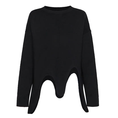XITAO Irregular Fold Female O-neck Sweater Full Sleeve Casual Solid Color Knitting Simple Trendy Autumn Women Pullover GMM1287