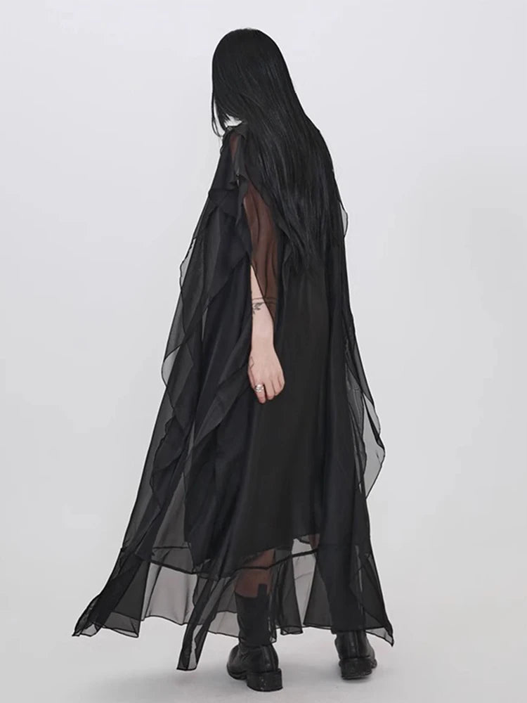 XITAO Gauze Patchwork Pullover Dress Short Sleeve Solid Color Loose O-neck Slim Solid Color All Match Temperament Dress ZMY1392