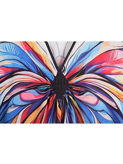 XITAO Contrast Color Print Dress Pullover V-neck Loose Personality Slimming Side Slit Bat Wing Sleeve Summer Woman Dress GJ1155