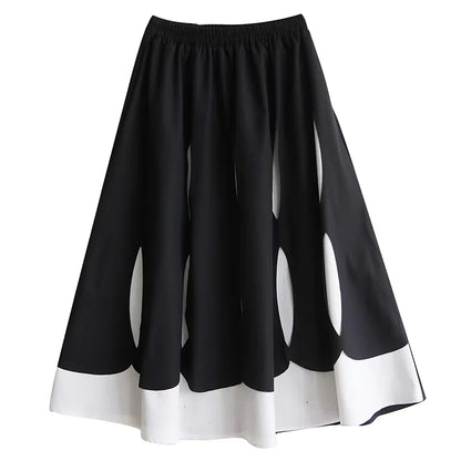 XITAO Patchwork Contrast Color A-line Skirt Casual Loose Fitting New Arrival Simple Fashion Leisure Summer Women Skirt GYX1618