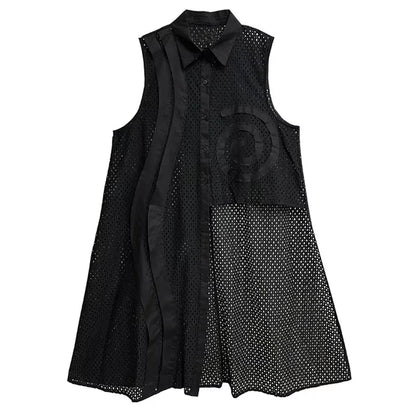 XITAO Asymmetric Sleeveless Female Shirt Personality Patchwork Single Breasted Women Summer Irregular All-match Top ZMY1188