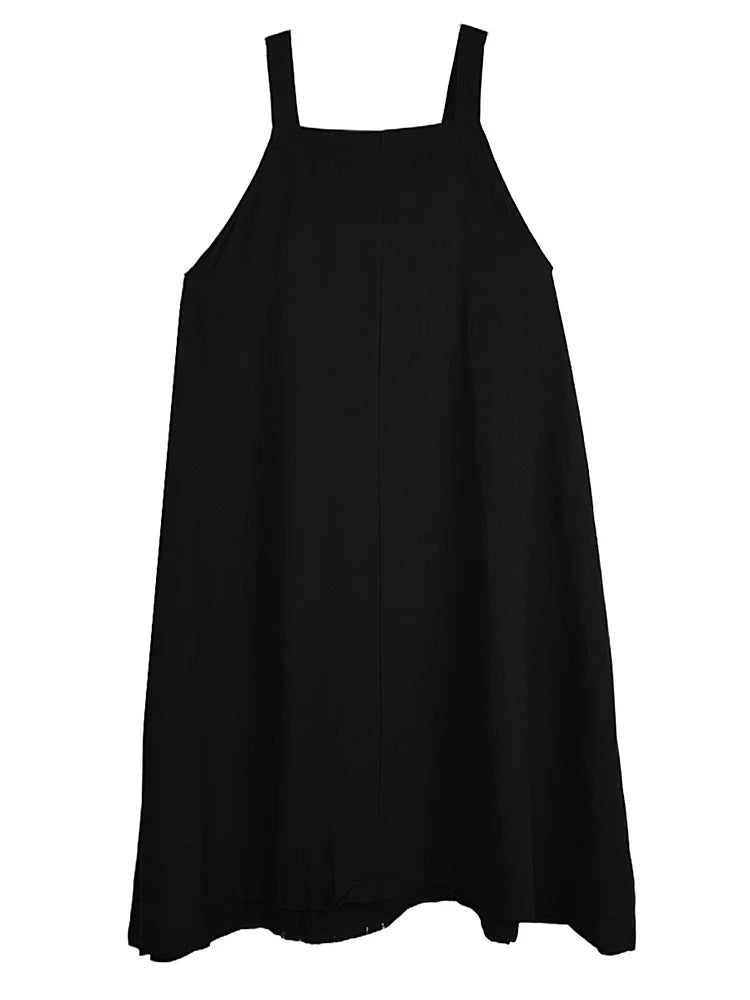 XITAO Asymmetrical Patchwork Flower Button Dress Contrast Color Loose Fitting Casual A-line Personality Women Dress ZMY1060