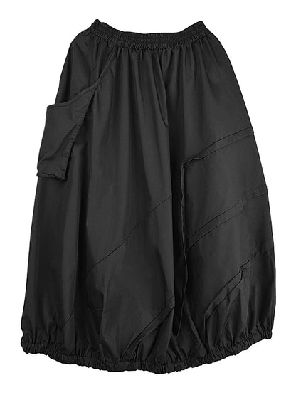 XITAO Bud Pocket Pleated Skirt Casual Loose Fitting Personality Elastic Waist Bubble Fashion New Loose Women Skirt ZMY1089