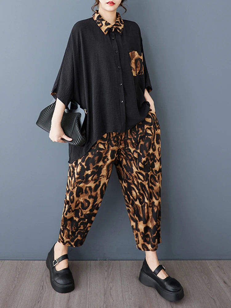XITAO Patchwork Pocket Lapel Matching Set Casual Three Quarter Sleeve Turn-down Collar New Arrival Hong Kong Pant Set GYX1570