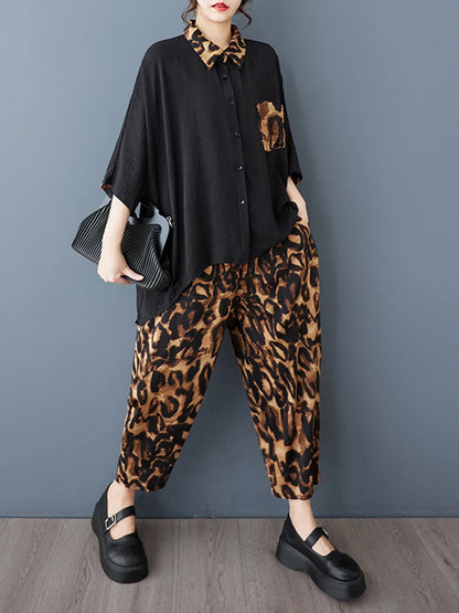 XITAO Patchwork Pocket Lapel Matching Set Casual Three Quarter Sleeve Turn-down Collar New Arrival Hong Kong Pant Set GYX1570