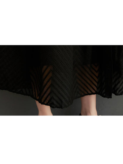 XITAO Hollow Out Single Breasted Two-piece Dress Casual A-line Turn-down Collar Korea New Arrival Fashion Women Dress ZMY1144