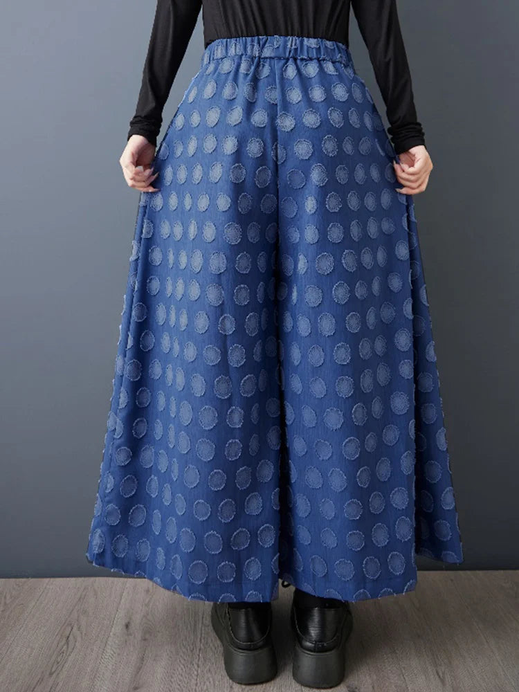 XITAO Polka Dot Casual Pants Elastic Waist Patchwork All-match Elegant Personality Fashion Trend Summer Woman Pants HQQ2509