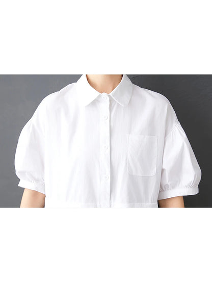 XITAO Patchwork Gauze Irregular Female Dress Turn-down Collar Single Breasted Loose Ruffles Summer Woman Shirt Dress ZMY1229