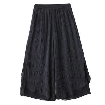 XITAO Women Elastic Waist Wide Leg Pant Casual Loose Fitting Pleated Solid Color Simple Comfortable Summer Female Pant GYX1636