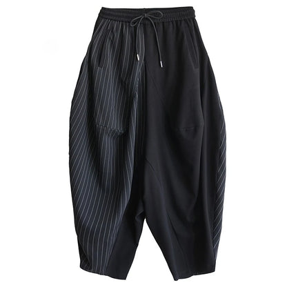 XITAO Stripe Drawstring Patchwork Pant Elastic Waist Hong Kong New Casual Loose Fitting Personality Spring Women Pant ZMY1054