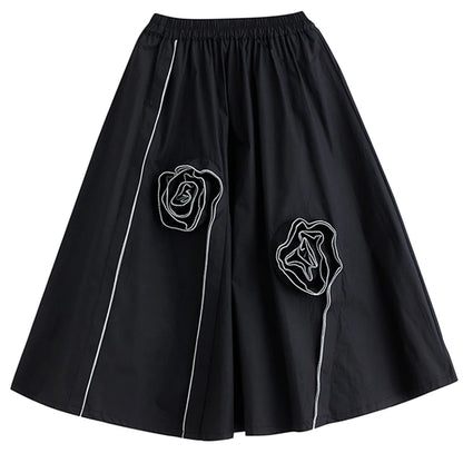 XITAO Three-dimensional Decoration Skirts Solid Color Patchwork Pocket Elastic Waist Loose Casual Skirts Summer New ZY8839