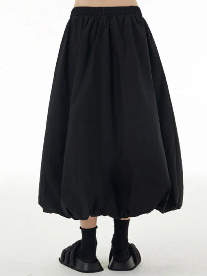 XITAO Solid Color Loose A-line Skirt Vintage Personality Elastic Waist Elegant Small Fresh Women Casual Spring SMH1450
