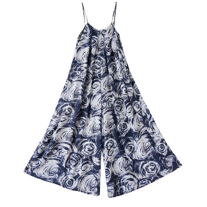 XITAO Loose Print Suspenders Jumpsuits Simple Sweet Women Summer New Trend Irregular Casual Sleeveless Jumpsuits HQQ2460