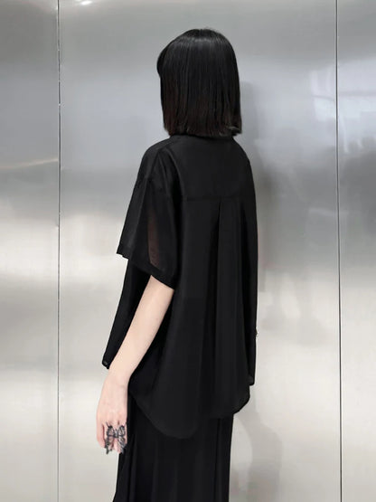 XITAO Casual Short Sleeve Shirt Contrast Color Patchwork Button Decorate Top Loose Fashion Women Shirt Summer New WLD20189