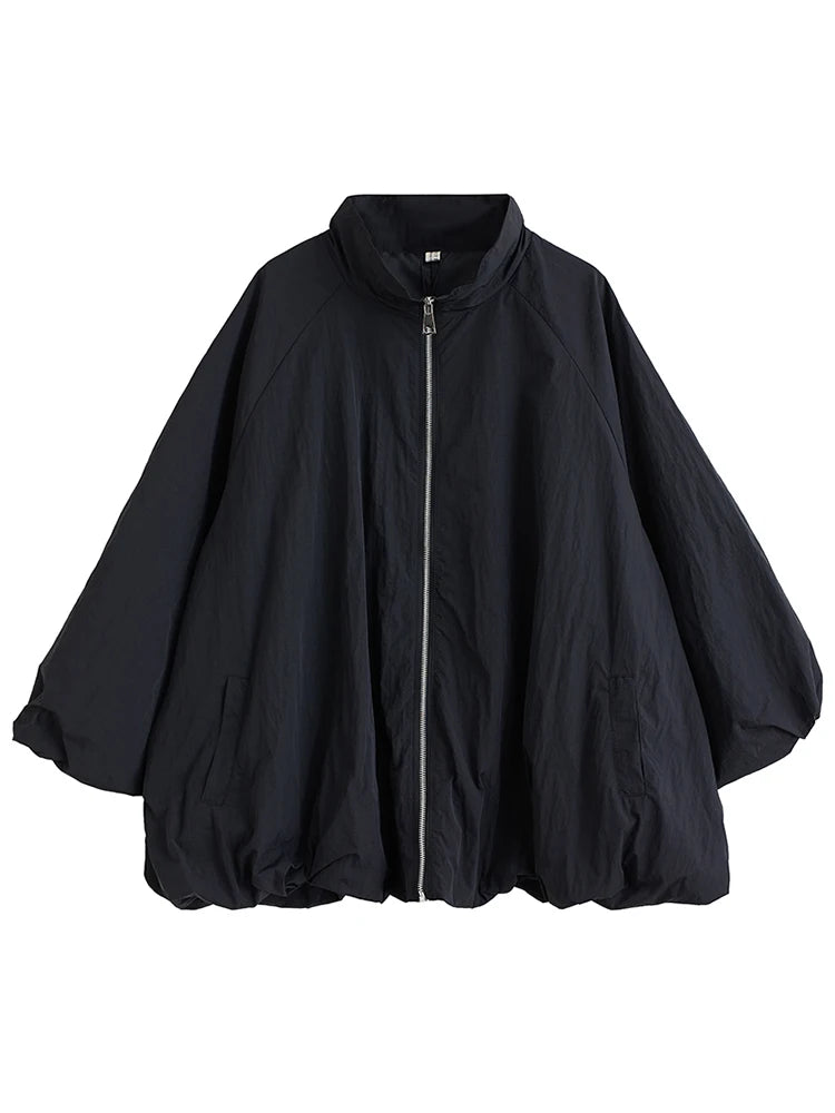 XITAO Solid Color Zipper Loose Jackets Stand Collar Full Sleeve All-match Pocket New Arrival Temperament Woman Jackets ZMY1405