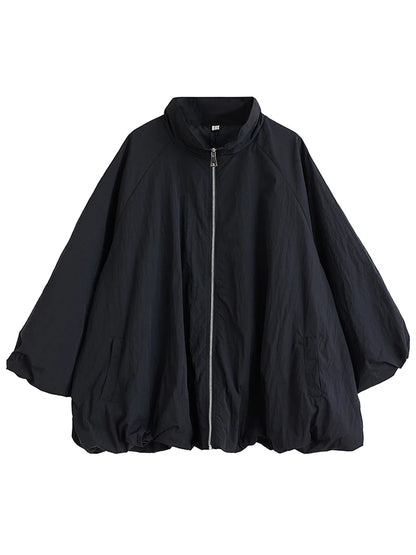 XITAO Solid Color Zipper Loose Jackets Stand Collar Full Sleeve All-match Pocket New Arrival Temperament Woman Jackets ZMY1405