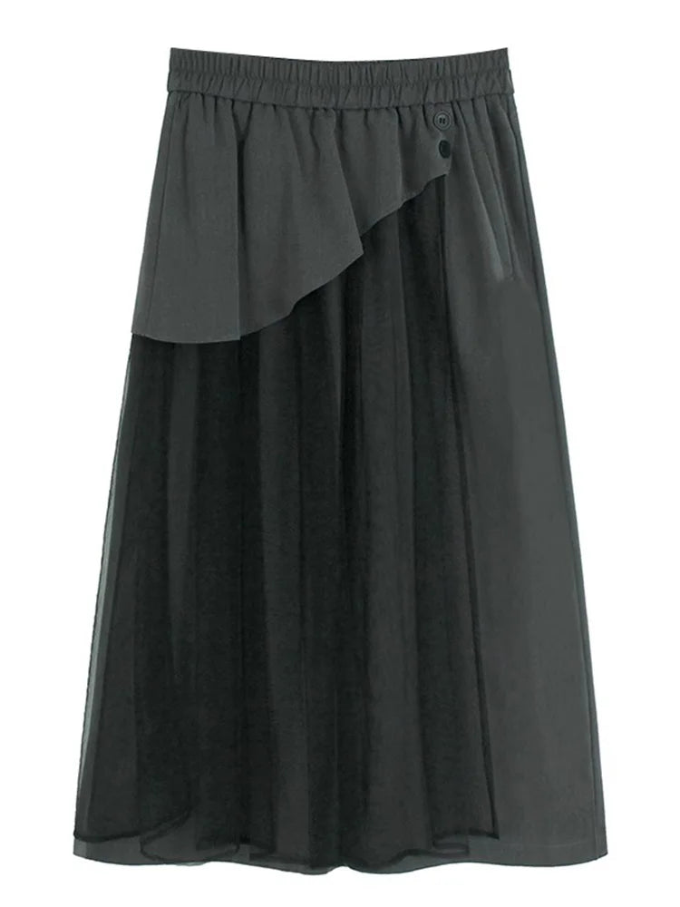 XITAO Gauze Solid Color Loose Pants Elastic Waist Patchwork Casual New Arrival Personality Summer Woman Wide Leg Pants ZMY1344