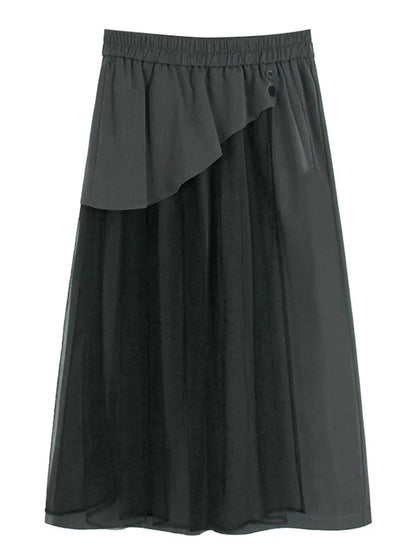 XITAO Gauze Solid Color Loose Pants Elastic Waist Patchwork Casual New Arrival Personality Summer Woman Wide Leg Pants ZMY1344