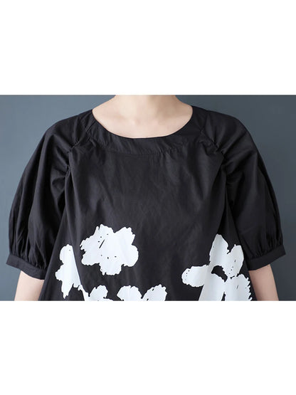 XITAO Patchwork Print Flower Ruffles Dress Casual Half Sleeve O-neck Leisure Sweet Simple Loose Fitting New Summer Dress ZY8940
