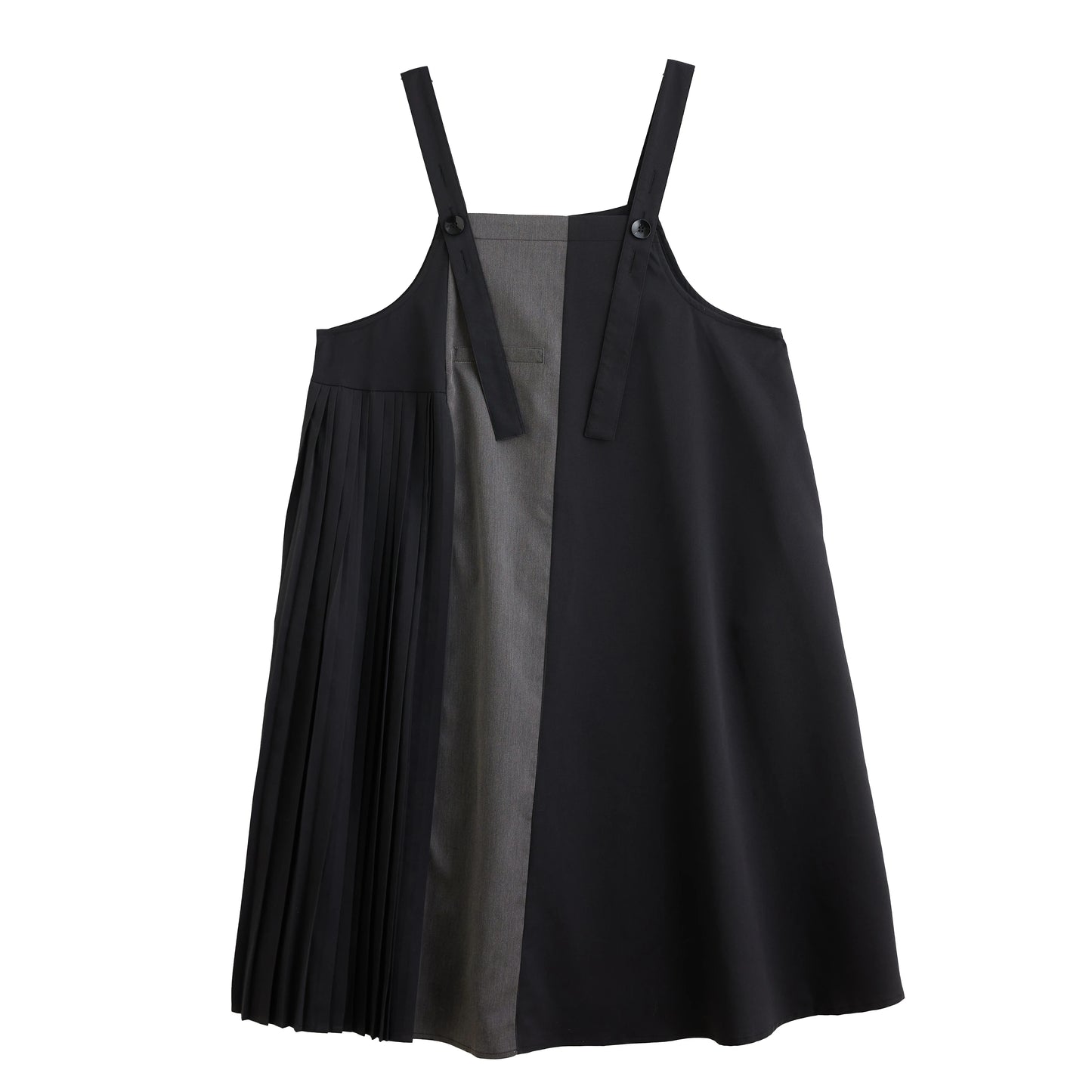 XITAO Pleated Patchwork Button Dress Sleeveless A-line Hong Kong All Match New Arrival Elegant Spring Women Dress ZMY1174