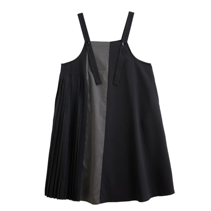 XITAO Pleated Patchwork Button Dress Sleeveless A-line Hong Kong All Match New Arrival Elegant Spring Women Dress ZMY1174