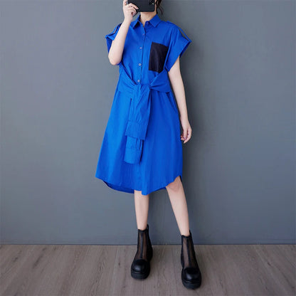 XITAO Single Breasted Sleeveless Dress Leisure Solid Color A-line Loose Fitting Fashion Lace-up New Arrival Women Dress GYX1633
