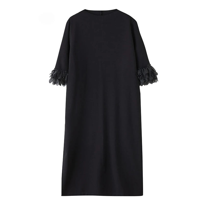 XITAO Loose Fashion Vintage Female Dress Personality Mesh Patchwork Goddess Fan Women Temperament Simple A-line Dress ZMY1063