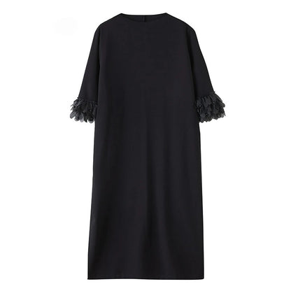 XITAO Loose Fashion Vintage Female Dress Personality Mesh Patchwork Goddess Fan Women Temperament Simple A-line Dress ZMY1063