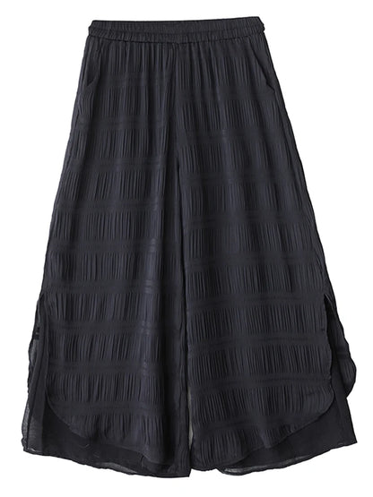 XITAO Women Elastic Waist Wide Leg Pant Casual Loose Fitting Pleated Solid Color Simple Comfortable Summer Female Pant GYX1636