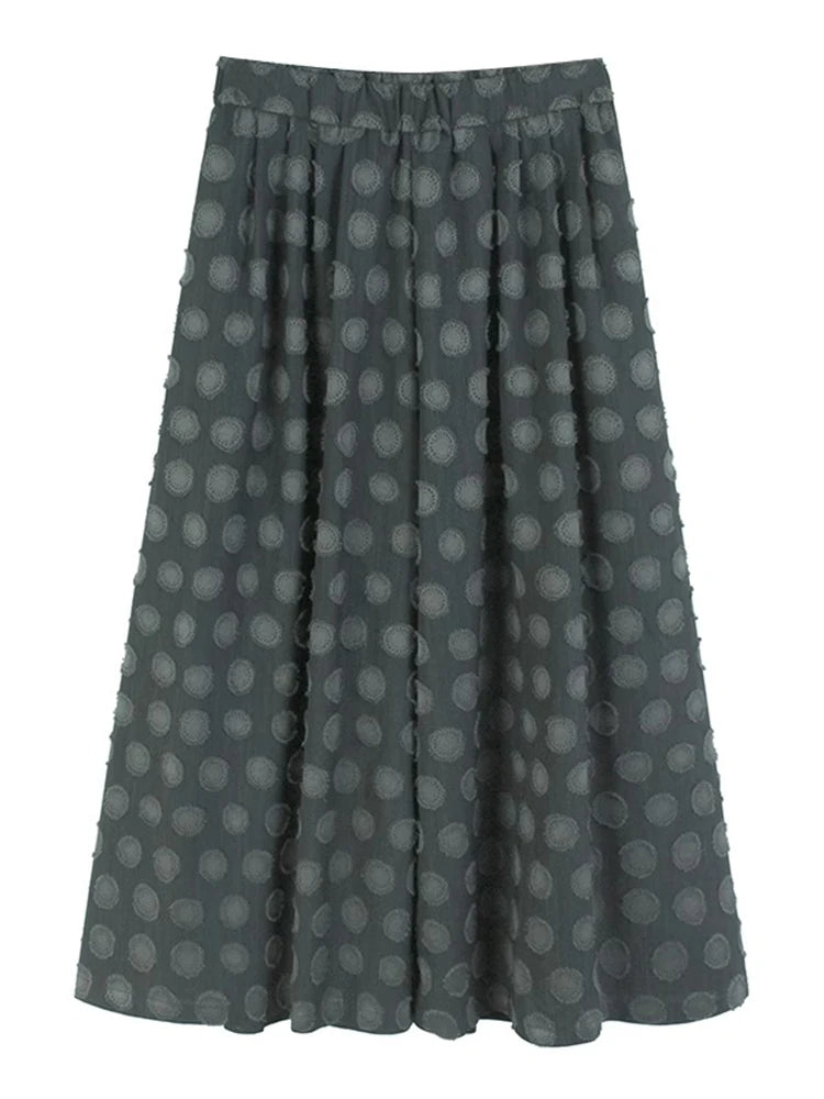 XITAO Loose Dot Wide Leg Female Denim Pants Casual Street Wind All-match Women Pocket Elastic Waist Simple Trend Pants HQQ2516