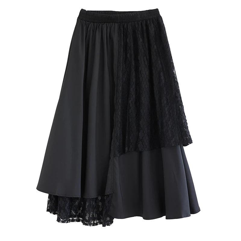 XITAO Patchwork Mesh Asymmetric Skirt Casual Solid Color Wide-leg Loose Fitting New Slimming Korea Spring Female Skirt GYX1526